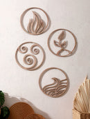 Axyaa Elements Wooden Wall Art Decor - Fire Water Earth Air Design Boho Accent