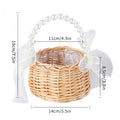 Axyaa Woven Flower Basket with Pearl Handle - Wedding Decor & Picnic Baskets