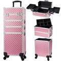 Axyaa 4 in 1 Rolling Makeup Train Case with Key, Wheels, Large Capacity