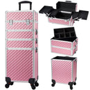 Axyaa 4 in 1 Rolling Makeup Train Case with Key, Wheels, Large Capacity
