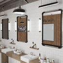 Axyaa Large Rectangular Frameless Vanity Mirror with Antique Golden Metal Tube Edge