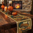 Axyaa Thanksgiving Turkey Flower Pattern Table Runner - Festive Dining Decor