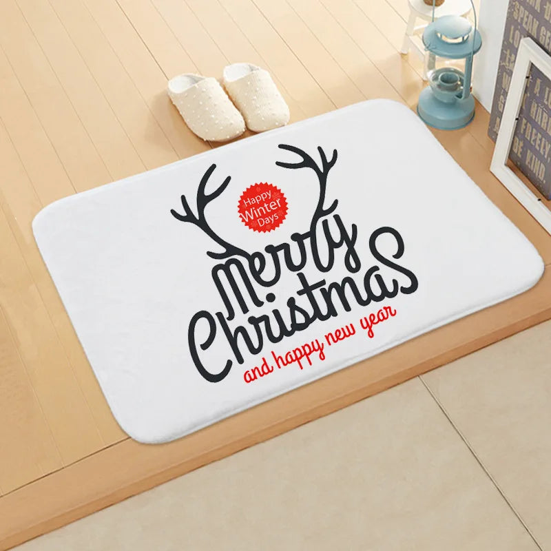 Santa Welcome Mat: Axyaa Christmas Claus Print Carpet for Home Decoration