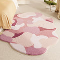 Axyaa Plush Pink Pattern Rug for Bedroom, Fluffy Soft Living Room Carpet