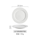 Axyaa White Ceramic Plate Line Texture Steak Pasta Serving Dessert Snack Plate