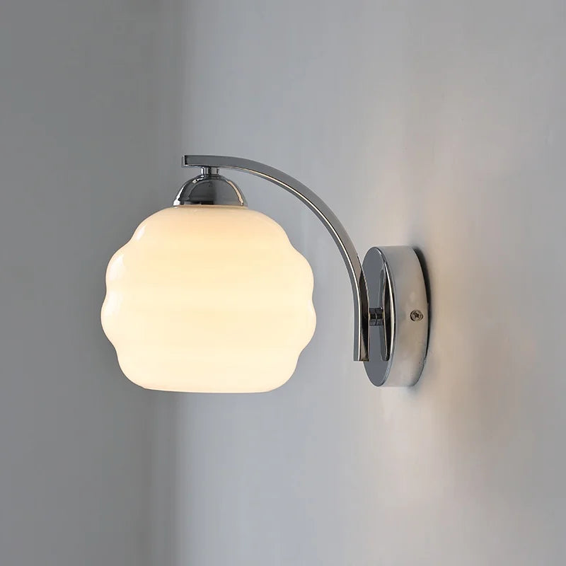 Axyaa Nordic LED Wall Sconce with Switch, Glass Shade, E27 Bulb