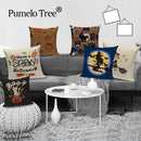 Axyaa Halloween Cushion Cover - Spooky Decorative Pillowcase with Pumpkin, Ghosts & Flying Carpet