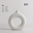 Axyaa Circular Hollow Vase: Donuts Ceramic Flower Vase for Home & Office Decor
