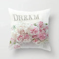 Axyaa Pink Flower Pattern Decorative Cushion Cover for Sofa Pillows - Polyester Material