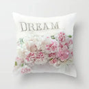 Axyaa Pink Flower Pattern Decorative Cushion Cover for Sofa Pillows - Polyester Material