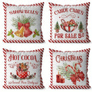 Axyaa Christmas Candy Cane & Bell Prints Cushion Cover for Sofa, Bedroom, Car