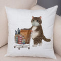 Axyaa Cartoon Cat Decorative Cushion Cover for Home, Sofa, Kids Room