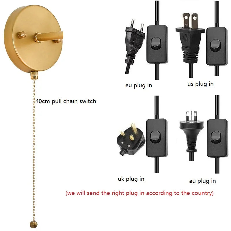 Axyaa Pink Glass LED Wall Sconce E14 Copper Socket Modern Nordic Bedroom Living Room Wall Lamp