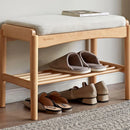 Axyaa Solid Wood Shoe Rack Bench with Cushion - Entryway, Living Room & Bedroom Organizer