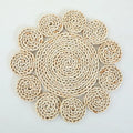 Rattan Straw Wall Hanging Decor by Axyaa - Handmade Round Frame Ornament & Table Mat