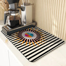 Axyaa Color Block Absorbent Draining Mat - Quick Dry Dish Drying & Bathroom Drain Pad