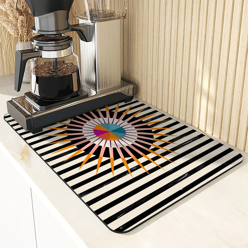 Axyaa Color Block Absorbent Draining Mat - Quick Dry Dish Drying & Bathroom Drain Pad