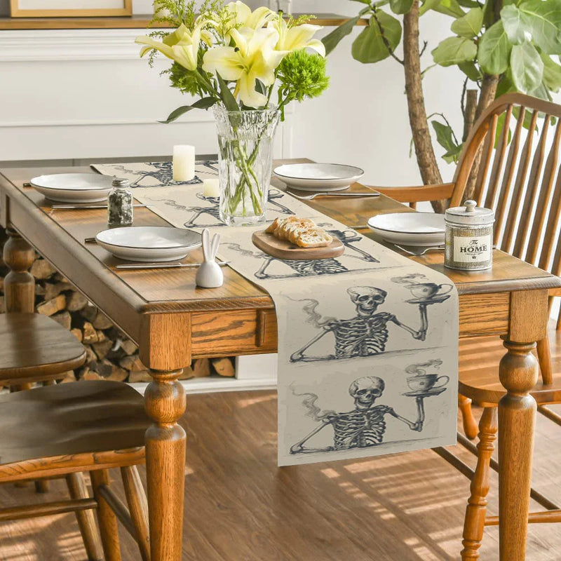 Axyaa Halloween Skull Table Runner for Kitchen Dining Decor