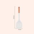 Axyaa Silicone Kitchen Utensil Set with Thick White Wooden Handle - 7 Pieces