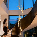 Axyaa Crystal Stair Chandelier Light - LED Ceiling Lamp for Living Room