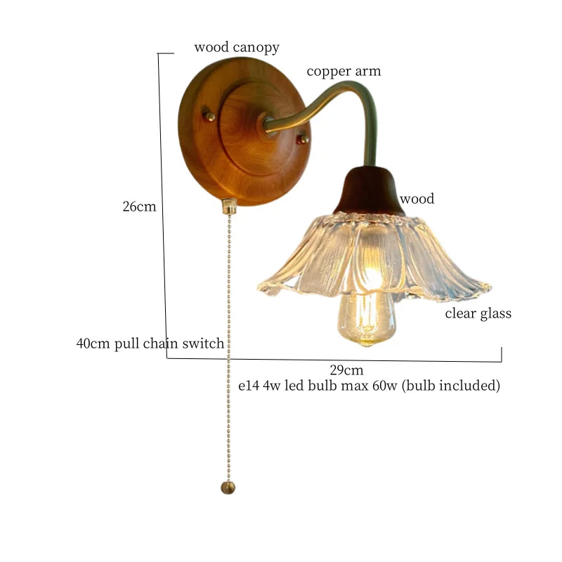 Axyaa Clear Flower Glass LED Wall Lamp, Nordic Modern Style