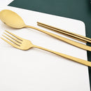 Axyaa 16-Piece Rainbow Stainless Steel Tableware Set with Dinner Spoons, Chopsticks, and Cutlery