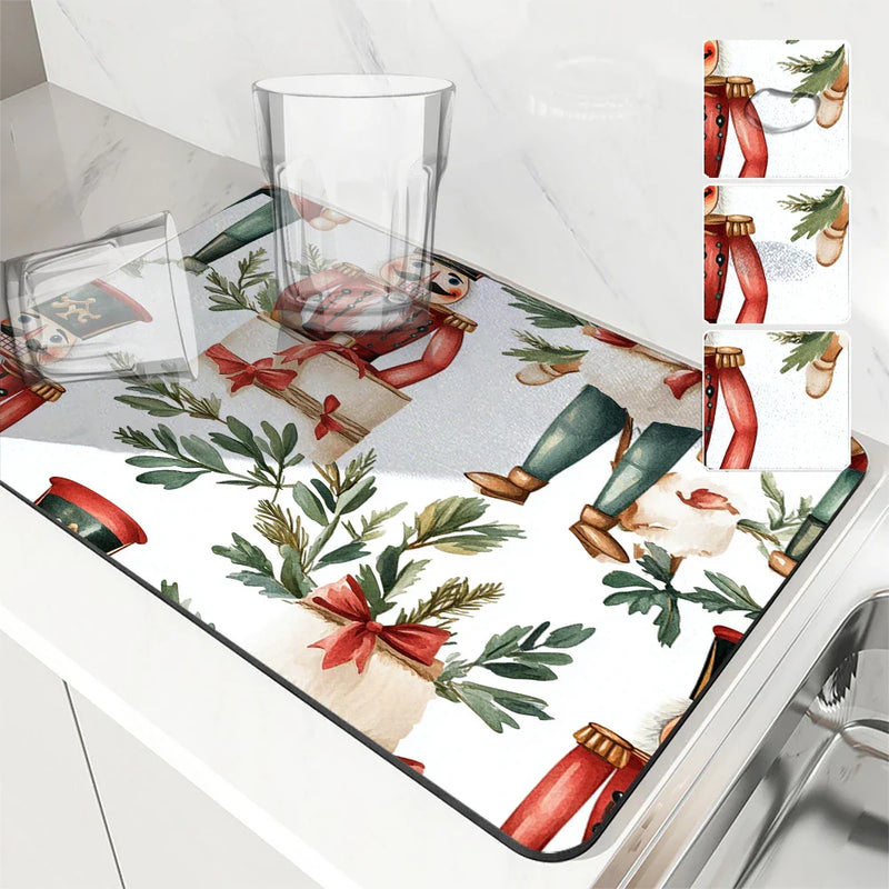 Axyaa Christmas Nutcracker Absorbent Kitchen Mat