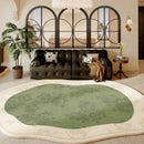 Axyaa Fluffy Green French Carpet: Soft, Waterproof Area Rug for Living Room & Bedroom