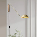 Axyaa Golden Long Arm Wall Lamp: Adjustable Bedroom Sconce for Stylish Living.