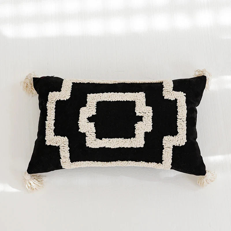 Axyaa Tufted Boho Pillow Cover with Tassels 45x45cm