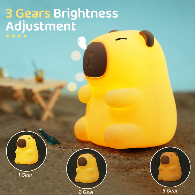 Axyaa Silicone Animal Night Light: Rechargeable, Adjustable Brightness, Timer, Kids Room