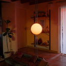 Axyaa Chrome Metal Floor Lamp with White Yellow Acrylic Ball - Modern Living Room Decor
