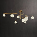 Axyaa Spanish Marble Chandelier Brass Black Finish Dimmable Ceilings Lustre