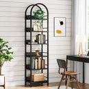 Axyaa 6-Tier Tall Arched Bookshelf: Freestanding Narrow Corner Display Shelves