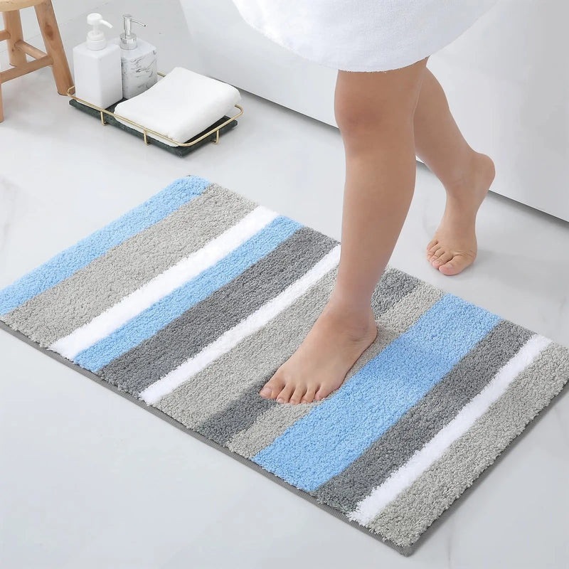 Axyaa Plush Chenille Bath Mat: Soft, Non-Slip, Absorbent & Machine Washable