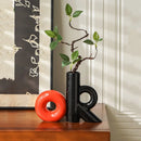 Axyaa Hollowed-out Spliced Ceramic Vase Cartoon Letter OK Terrarium Decor Room Accessory