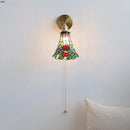 Axyaa Flower Glass LED Wall Sconce Pull Chain Switch Rotatable Mirror Light
