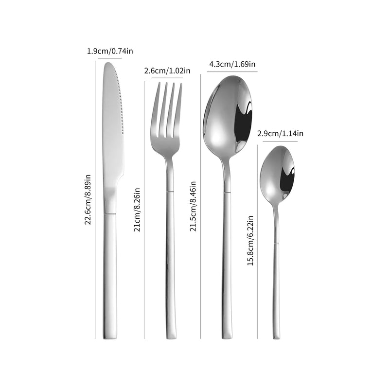 Axyaa Silver Stainless Steel Tableware Set for Home and Hotel Dining