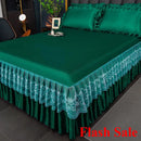 Axyaa Ice Silk Cool Bed Skirt Set - Solid Color, Summer Mat, Machine Washable