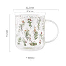 Axyaa Glass Mug with Flower Printings, Heat Resistant, Large Capacity, Coffee Juice Water Cup