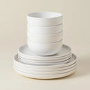 Axyaa Pacifica Collection Stoneware 12-Piece Place Setting, Salt White, Service for 4