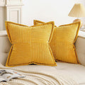 Axyaa Corduroy Boho Striped 18x18 Inch Throw Pillow Covers for Couch Sofa