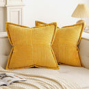 Axyaa Corduroy Boho Striped 18x18 Inch Throw Pillow Covers for Couch Sofa
