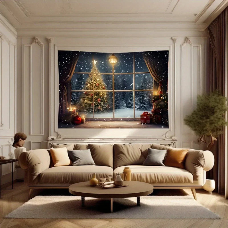 Winter Wonderland Tree Scene Background Cloth by Axyaa - Ideal for Party Decor and Photography