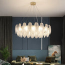 Axya Feather Glass Gold Pendant Light for Home Decor and Lighting