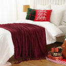 Axyaa Chenille Throw Blanket Fringe Tassels Soft Cozy Knit Sofa Christmas Decor
