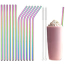 Colorful Stainless Steel Drinking Straws Set for Cocktails, Smoothies, Coffee – Axyaa Brand