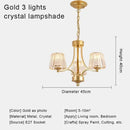 Axyaa Crystal Golden Pendant Lights - Modern Minimalist American Light Luxury Fixtures