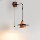 Axyaa LED Wall Lights Nordic Modern Pull Chain Yellow Travertine Stone Bedside Lamp