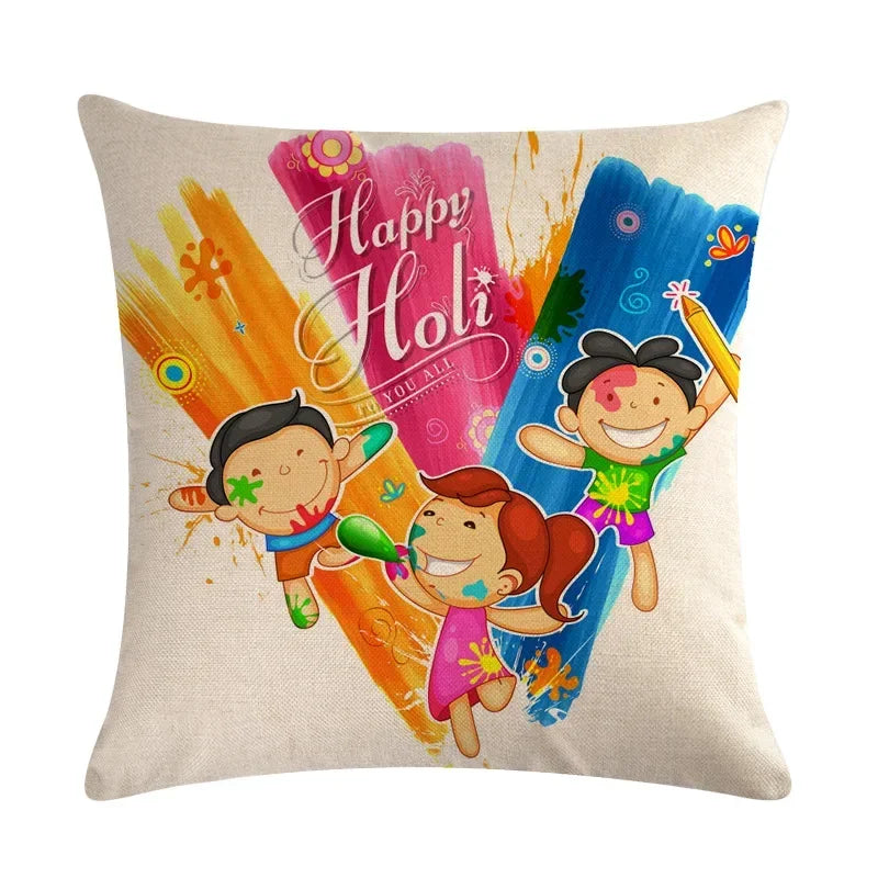 Axyaa Holi Holiday Pillowcase: Vibrant Decor for Home, Office, or Party
